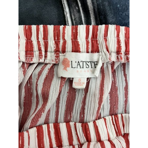 womens wrap around skirt size small by L’ATISTE. red/white pinstripe - Picture 9 of 11
